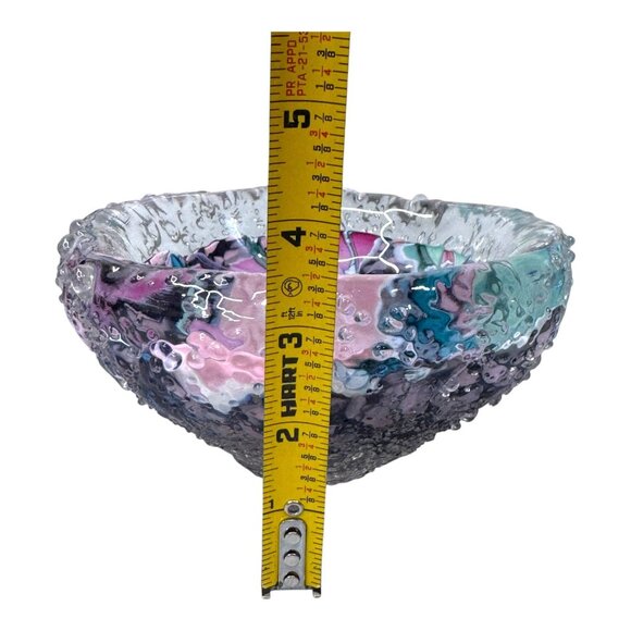 Peter Patterson Jellyfish Handblown Millefiori Glass Art Bowl Pastel Marbled 6" - Picture 4 of 7